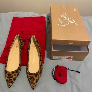 NEW Christian Louboutin Anjalina Leopard Flat 37